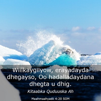 Picture 03 - Maahmaahyadii 4:20 SOM - Wiilkaygiiyow, erayadayda dhegayso, Oo - Bible Verse Picture