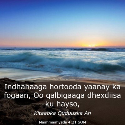 Picture 03 - Maahmaahyadii 4:21 SOM - Indhahaaga hortooda yaanay ka fogaan, Oo - Bible Verse Picture