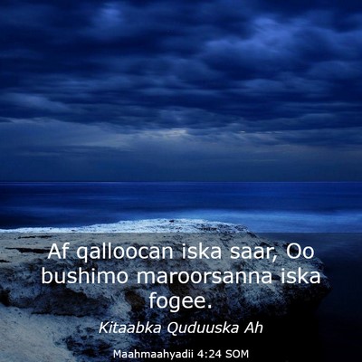 Picture 03 - Maahmaahyadii 4:24 SOM - Af qalloocan iska saar, Oo bushimo maroorsanna - Bible Verse Picture