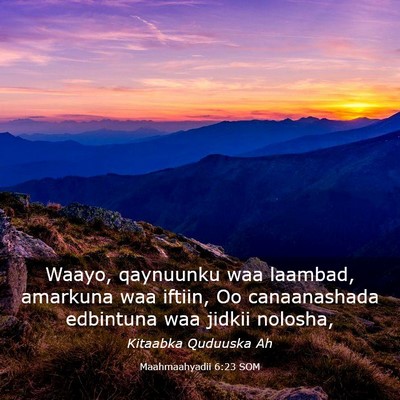 Picture 03 - Maahmaahyadii 6:23 SOM - Waayo, qaynuunku waa laambad, amarkuna waa - Bible Verse Picture
