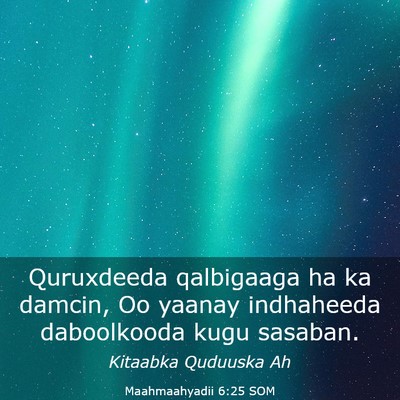 Picture 03 - Maahmaahyadii 6:25 SOM - Quruxdeeda qalbigaaga ha ka damcin, Oo yaanay - Bible Verse Picture