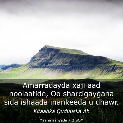 Picture 03 - Maahmaahyadii 7:2 SOM - Amarradayda xaji aad noolaatide, Oo sharcigaygana - Bible Verse Picture