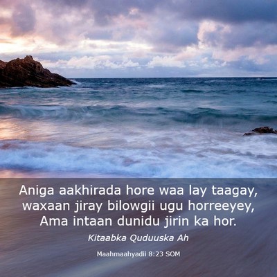 Picture 03 - Maahmaahyadii 8:23 SOM - Aniga aakhirada hore waa lay taagay, waxaan jiray - Bible Verse Picture