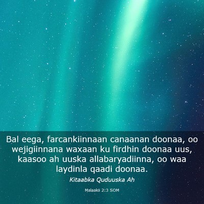Picture 03 - Malaakii 2:3 SOM - Bal eega, farcankiinnaan canaanan doonaa, oo - Bible Verse Picture