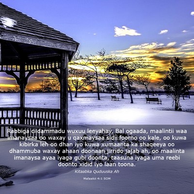 Picture 03 - Malaakii 4:1 SOM - Rabbiga ciidammadu wuxuu leeyahay, Bal ogaada, - Bible Verse Picture