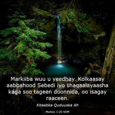 Picture 03 - Markos 1:20 SOM - Markiiba wuu u yeedhay. Kolkaasay aabbahood - Bible Verse Picture