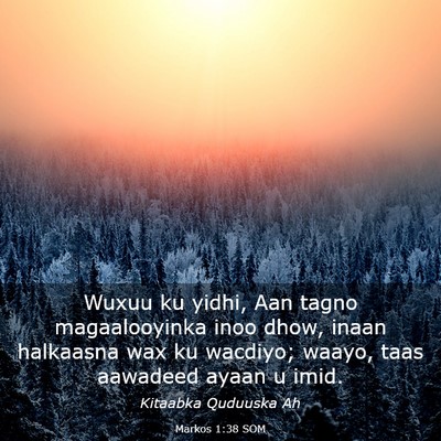 Picture 03 - Markos 1:38 SOM - Wuxuu ku yidhi, Aan tagno magaalooyinka inoo - Bible Verse Picture