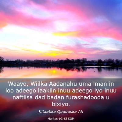 Picture 03 - Markos 10:45 SOM - Waayo, Wiilka Aadanahu uma iman in loo adeego - Bible Verse Picture