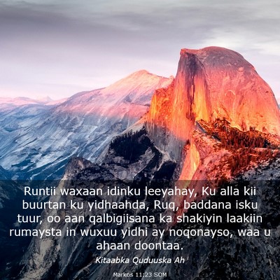 Picture 03 - Markos 11:23 SOM - Runtii waxaan idinku leeyahay, Ku alla kii - Bible Verse Picture