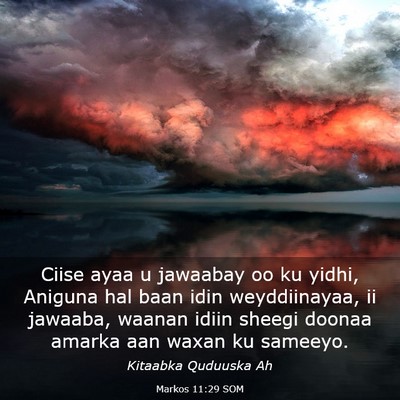Picture 03 - Markos 11:29 SOM - Ciise ayaa u jawaabay oo ku yidhi, Aniguna hal - Bible Verse Picture