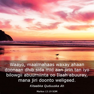 Picture 03 - Markos 13:19 SOM - Waayo, maalmahaas waxay ahaan doonaan dhib sida - Bible Verse Picture