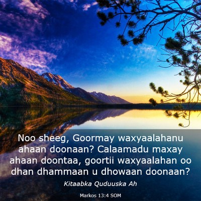 Picture 03 - Markos 13:4 SOM - Noo sheeg, Goormay waxyaalahanu ahaan doonaan? - Bible Verse Picture