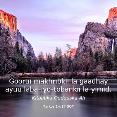 Picture 03 - Markos 14:17 SOM - Goortii makhribkii la gaadhay ayuu - Bible Verse Picture