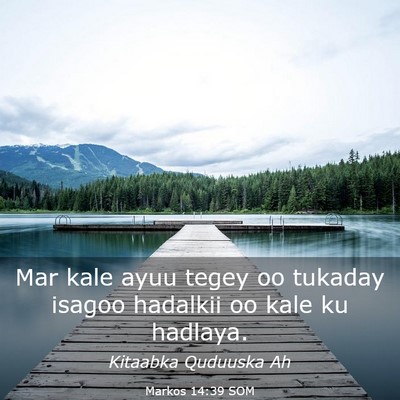 Picture 03 - Markos 14:39 SOM - Mar kale ayuu tegey oo tukaday isagoo hadalkii oo - Bible Verse Picture