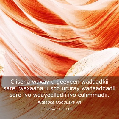 Picture 03 - Markos 14:53 SOM - Ciisena waxay u geeyeen wadaadkii sare, waxaana u - Bible Verse Picture