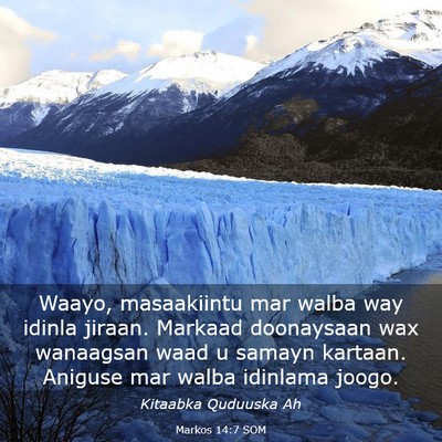 Picture 03 - Markos 14:7 SOM - Waayo, masaakiintu mar walba way idinla jiraan. - Bible Verse Picture