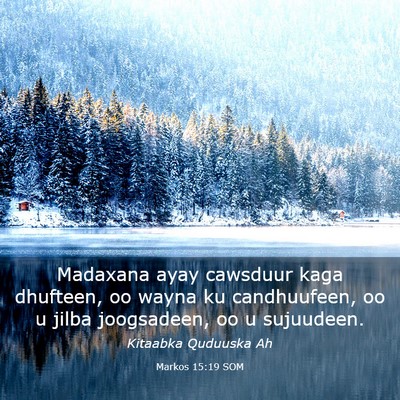 Picture 03 - Markos 15:19 SOM - Madaxana ayay cawsduur kaga dhufteen, oo wayna ku - Bible Verse Picture