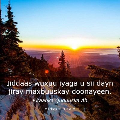 Picture 03 - Markos 15:6 SOM - Iiddaas wuxuu iyaga u sii dayn jiray maxbuuskay - Bible Verse Picture