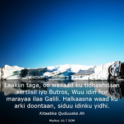 Picture 03 - Markos 16:7 SOM - Laakiin taga, oo waxaad ku tidhaahdaan xertiisii - Bible Verse Picture