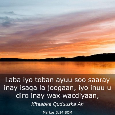 Picture 03 - Markos 3:14 SOM - Laba iyo toban ayuu soo saaray inay isaga la - Bible Verse Picture