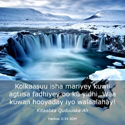 Picture 03 - Markos 3:34 SOM - Kolkaasuu isha mariyey kuwii agtiisa fadhiyey oo - Bible Verse Picture