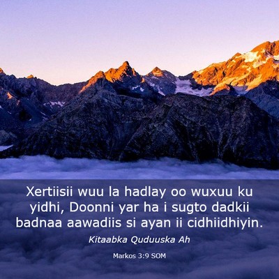 Picture 03 - Markos 3:9 SOM - Xertiisii wuu la hadlay oo wuxuu ku yidhi, Doonni - Bible Verse Picture