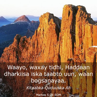 Picture 03 - Markos 5:28 SOM - Waayo, waxay tidhi, Haddaan dharkiisa iska taabto - Bible Verse Picture