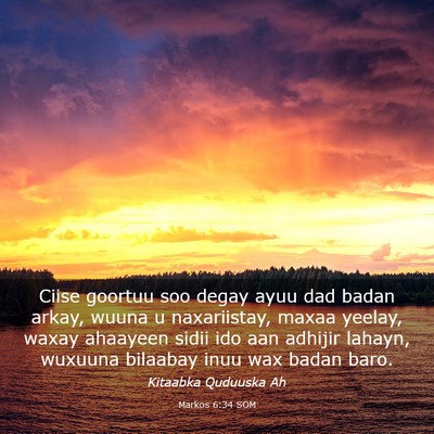 Picture 03 - Markos 6:34 SOM - Ciise goortuu soo degay ayuu dad badan arkay, - Bible Verse Picture