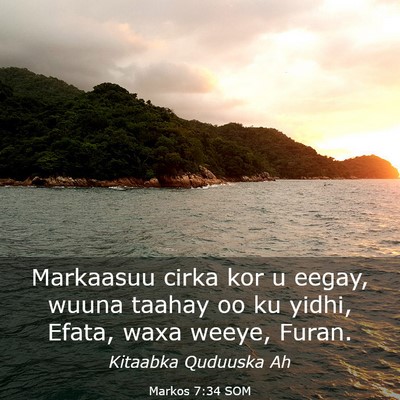 Picture 03 - Markos 7:34 SOM - Markaasuu cirka kor u eegay, wuuna taahay oo ku - Bible Verse Picture
