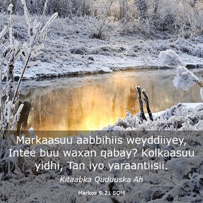Picture 03 - Markos 9:21 SOM - Markaasuu aabbihiis weyddiiyey, Intee buu waxan - Bible Verse Picture