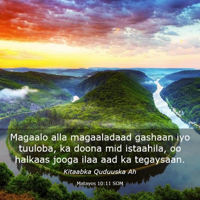 Picture 03 - Matayos 10:11 SOM - Magaalo alla magaaladaad gashaan iyo tuuloba, ka - Bible Verse Picture