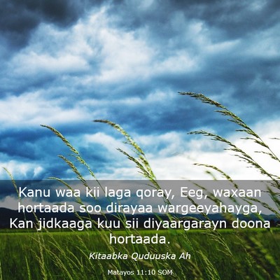 Picture 03 - Matayos 11:10 SOM - Kanu waa kii laga qoray, Eeg, waxaan hortaada soo - Bible Verse Picture