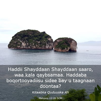 Picture 03 - Matayos 12:26 SOM - Haddii Shayddaan Shayddaan saaro, waa kala - Bible Verse Picture