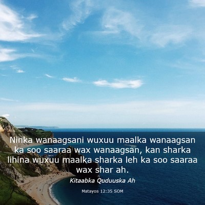 Picture 03 - Matayos 12:35 SOM - Ninka wanaagsani wuxuu maalka wanaagsan ka soo - Bible Verse Picture