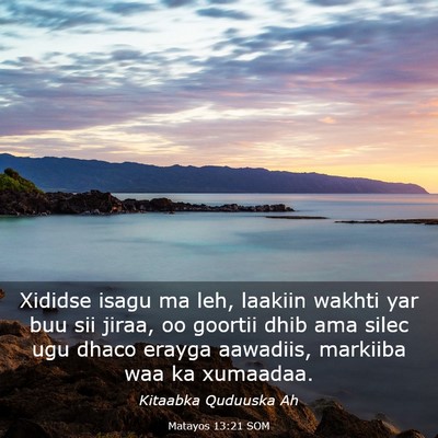 Picture 03 - Matayos 13:21 SOM - Xididse isagu ma leh, laakiin wakhti yar buu sii - Bible Verse Picture