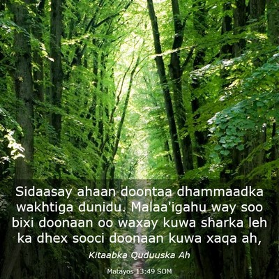 Picture 03 - Matayos 13:49 SOM - Sidaasay ahaan doontaa dhammaadka wakhtiga - Bible Verse Picture