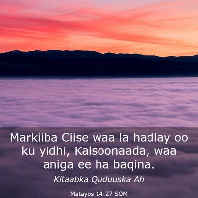 Picture 03 - Matayos 14:27 SOM - Markiiba Ciise waa la hadlay oo ku yidhi, - Bible Verse Picture