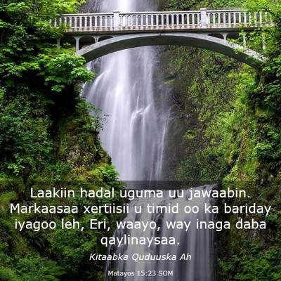 Picture 03 - Matayos 15:23 SOM - Laakiin hadal uguma uu jawaabin. Markaasaa - Bible Verse Picture