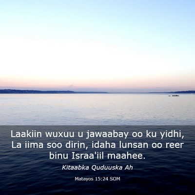 Picture 03 - Matayos 15:24 SOM - Laakiin wuxuu u jawaabay oo ku yidhi, La iima soo - Bible Verse Picture