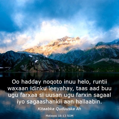 Picture 03 - Matayos 18:13 SOM - Oo hadday noqoto inuu helo, runtii waxaan idinku - Bible Verse Picture
