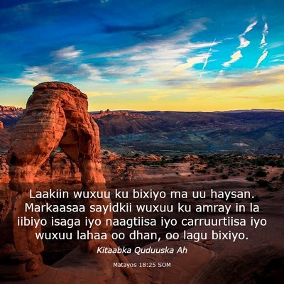 Picture 03 - Matayos 18:25 SOM - Laakiin wuxuu ku bixiyo ma uu haysan. Markaasaa - Bible Verse Picture
