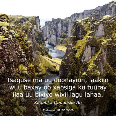 Picture 03 - Matayos 18:30 SOM - Isaguse ma uu doonaynin, laakiin wuu baxay oo - Bible Verse Picture