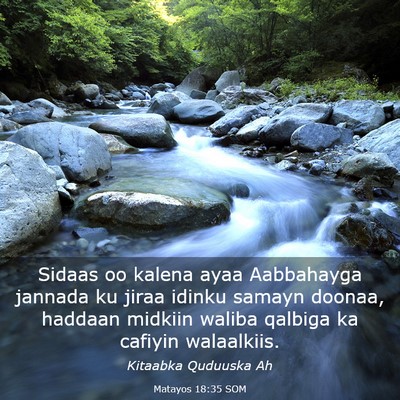 Picture 03 - Matayos 18:35 SOM - Sidaas oo kalena ayaa Aabbahayga jannada ku jiraa - Bible Verse Picture