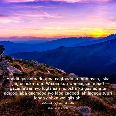 Picture 03 - Matayos 18:8 SOM - Haddii gacantaadu ama cagtaadu ku xumayso, iska - Bible Verse Picture