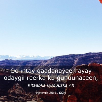 Picture 03 - Matayos 20:11 SOM - Oo intay qaadanayeen ayay odaygii reerka ku - Bible Verse Picture