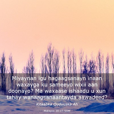 Picture 03 - Matayos 20:15 SOM - Miyaynan igu hagaagsanayn inaan waxayga ku - Bible Verse Picture