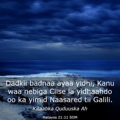 Picture 03 - Matayos 21:11 SOM - Dadkii badnaa ayaa yidhi, Kanu waa nebiga Ciise - Bible Verse Picture