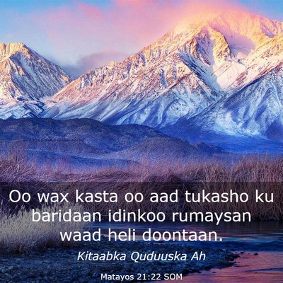 Picture 03 - Matayos 21:22 SOM - Oo wax kasta oo aad tukasho ku baridaan idinkoo - Bible Verse Picture