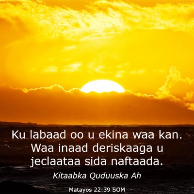 Picture 03 - Matayos 22:39 SOM - Ku labaad oo u ekina waa kan. Waa inaad - Bible Verse Picture