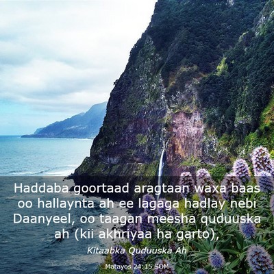 Picture 03 - Matayos 24:15 SOM - Haddaba goortaad aragtaan waxa baas oo hallaynta - Bible Verse Picture